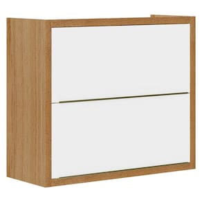 Armário Aéreo 2 Portas 80 cm Paola 2003704 Carvalho Dakar Branco Brilho - Aramóveis