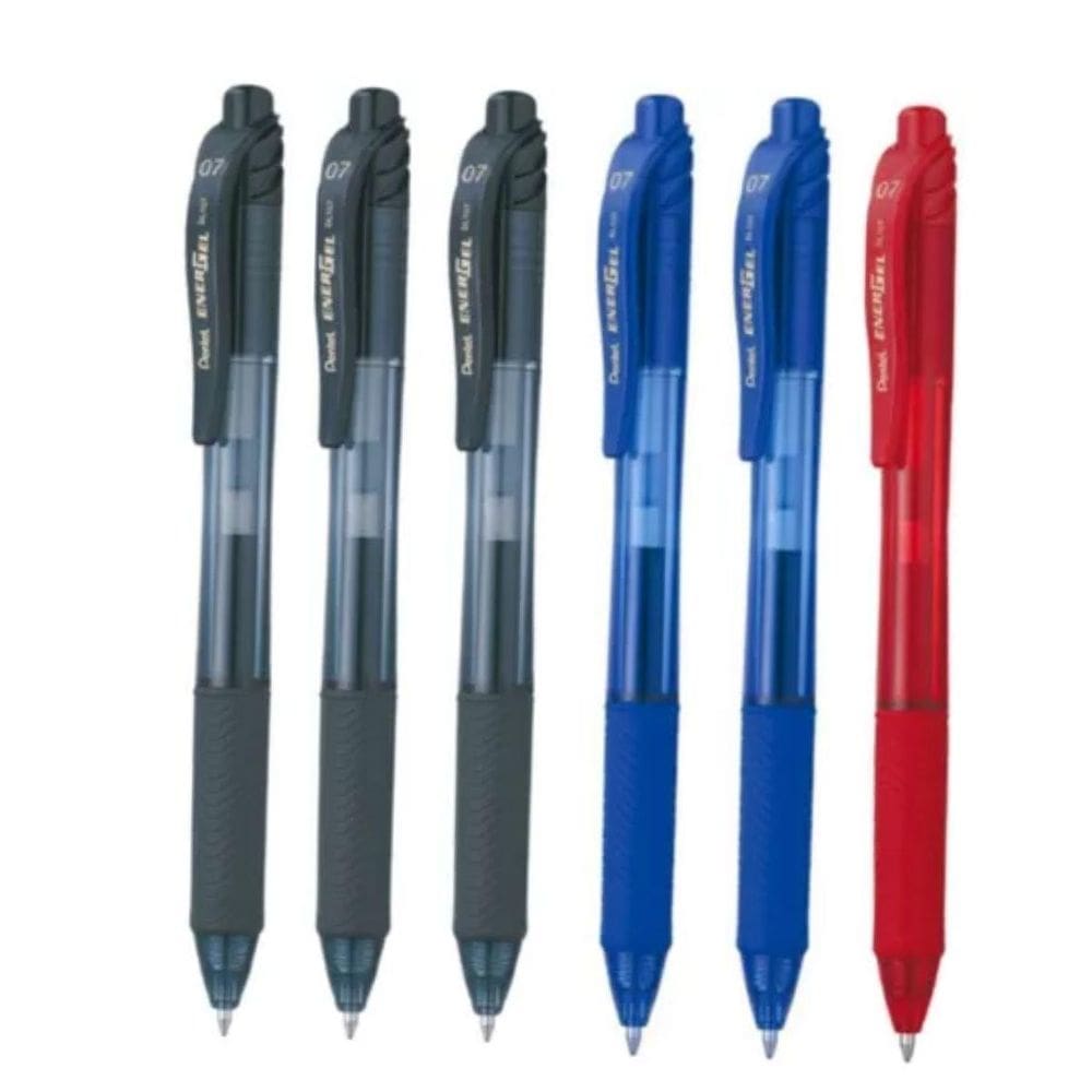 Caneta Gel Energel Rt Azul 0.7Mm Pentel Kit Com 6 Unidades