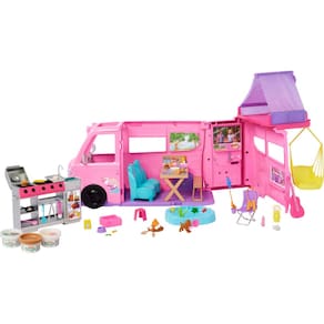 Playset Barbie Dream Camper com tenda de telhado, cadeira giratória e mais de 60 acc