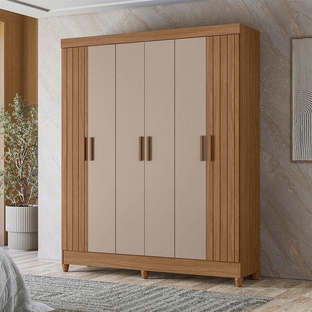 Guarda Roupa Solteiro Ambiente Uruguai 6 Portas Carvalho Fendi - Moval