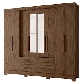 Guarda Roupa Casal San Lorenzo 8 Portas Castanho Wood Com Espelho - Moval