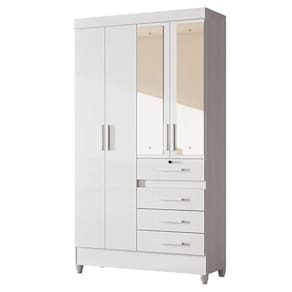 Guarda Roupa Infantil Sobral 4 Portas Branco Flex Com Espelho - Moval