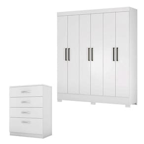 Cômoda Astral E Guarda Roupa Casal Verso Branco - Demóbile