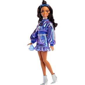 Boneca Fashion Barbie Deluxe Style #7 Roupa azul metálica