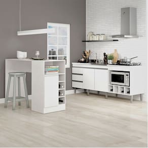 Kit Balcão para Cozinha Americana com Bancada Ilha Gourmet MDP Branco 2035 Menu Móveis