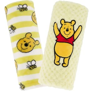 Cobertor para bebês Disney, pacote com 2 unidades de lã texturizada de pelúcia Winnie Pooh