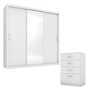 Cômoda Astral E Guarda Roupa Casal Residence Branco - Demóbile