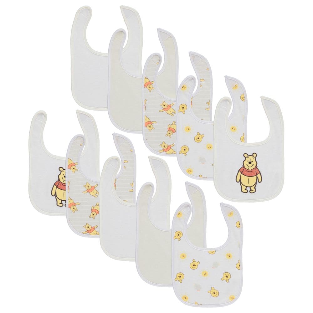 Babadores para bebês Disney Winnie the Pooh, pacote com 10 pacotes de algodão macio