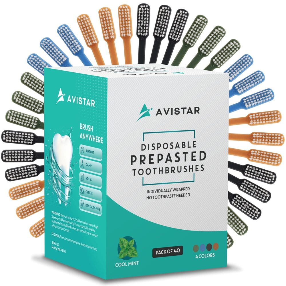 Escova de dentes descartável Avistar 40 unidades com creme dental