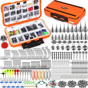 Kit de acessórios de equipamento de pesca PLUSINNO 449 unidades com caixa de equipamento