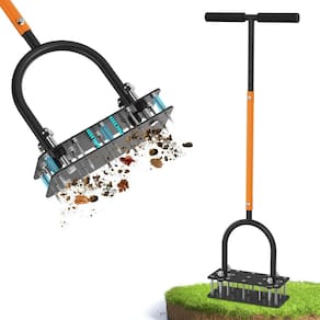 Aerador de gramado GAINO Manual Yard com 15 pontas em T Handle preto