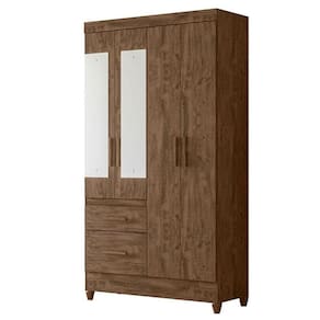 Guarda Roupa Solteiro Madri 4 Portas Castanho Wood Com Espelho - Moval