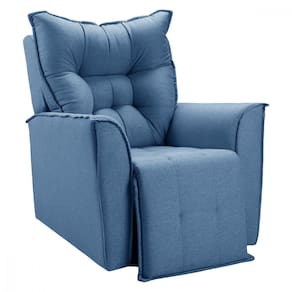 Poltrona Reclinavel Do Papai King Tecido Linho Azul