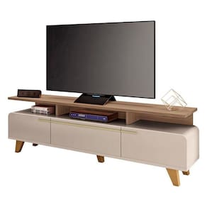 Rack Bancada Para Sala Essenza Off White Castanho - Hb Móveis