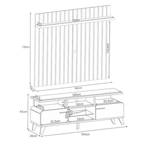 Rack Bancada Essenza E Painel Link Off White Castanho - Hb Móveis