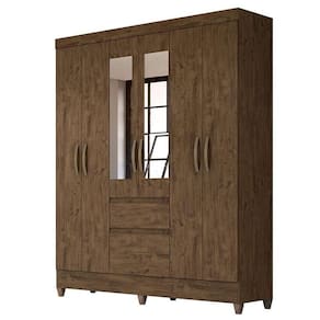 Guarda Roupa Casal New Cuba 6 Portas Castanho Wood Com Espelho - Moval