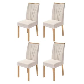 Cadeira Para Mesa De Jantar Apogeu Kit 04 Peças Linho Rinzai Bege Amêndoa Clean - Lopas