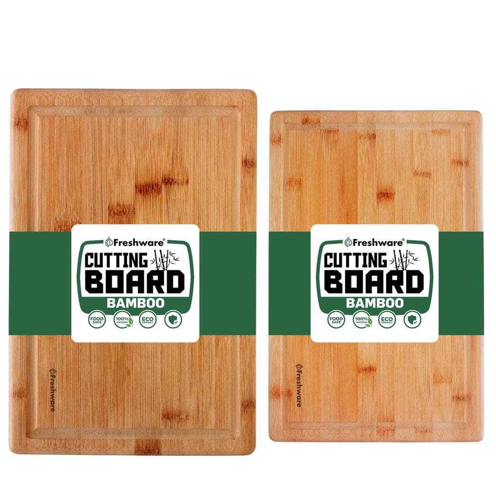 Tábua de cortar Freshware Bamboo com Juice Groove [Conjunto de 2]