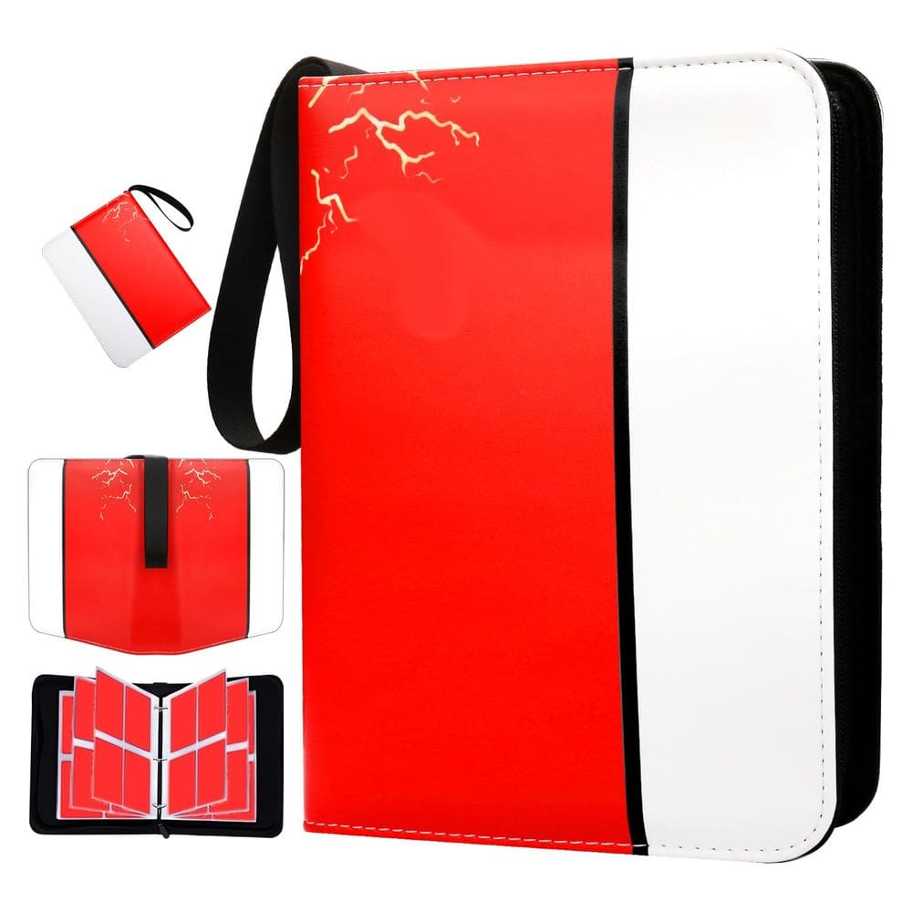 Encadernador de cartões MQQUFF de 4 bolsos com zíper para 400 cartões de couro PU