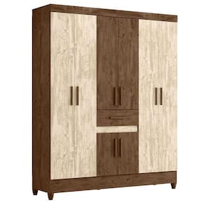 Guarda Roupa Casal Portugal 8 Portas Castanho Wood Avelã Wood - Moval
