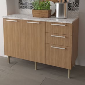 Balcão de Cozinha 120 Cm 2 Portas 3 Gavetas com Divisor de Talheres Cz3100 Freijó - Tecno Mobili