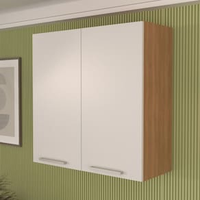 Armário Aéreo Cozinha 80 Cm 2 Portas Cz3115 Freijó/Branco - Tecno Mobili