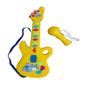 Guitarra Infantil Brinquedo Com Microfone Cantar Som e Luz