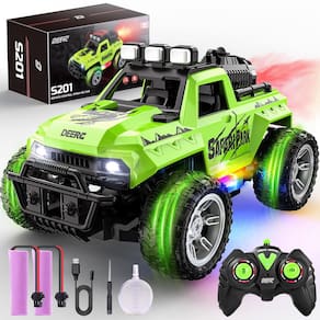 Carro RC DEERC, escala 1:18 com neblina, névoa e luzes LED, 2 baterias
