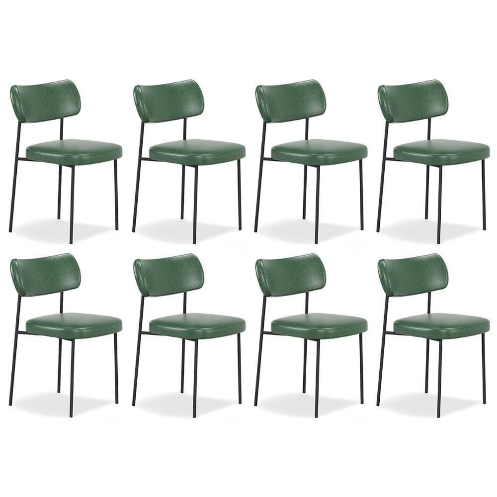 Cadeira De Jantar Estofada Kit 8 Milli A14 Sintético Verde Musgo - Mpozenato