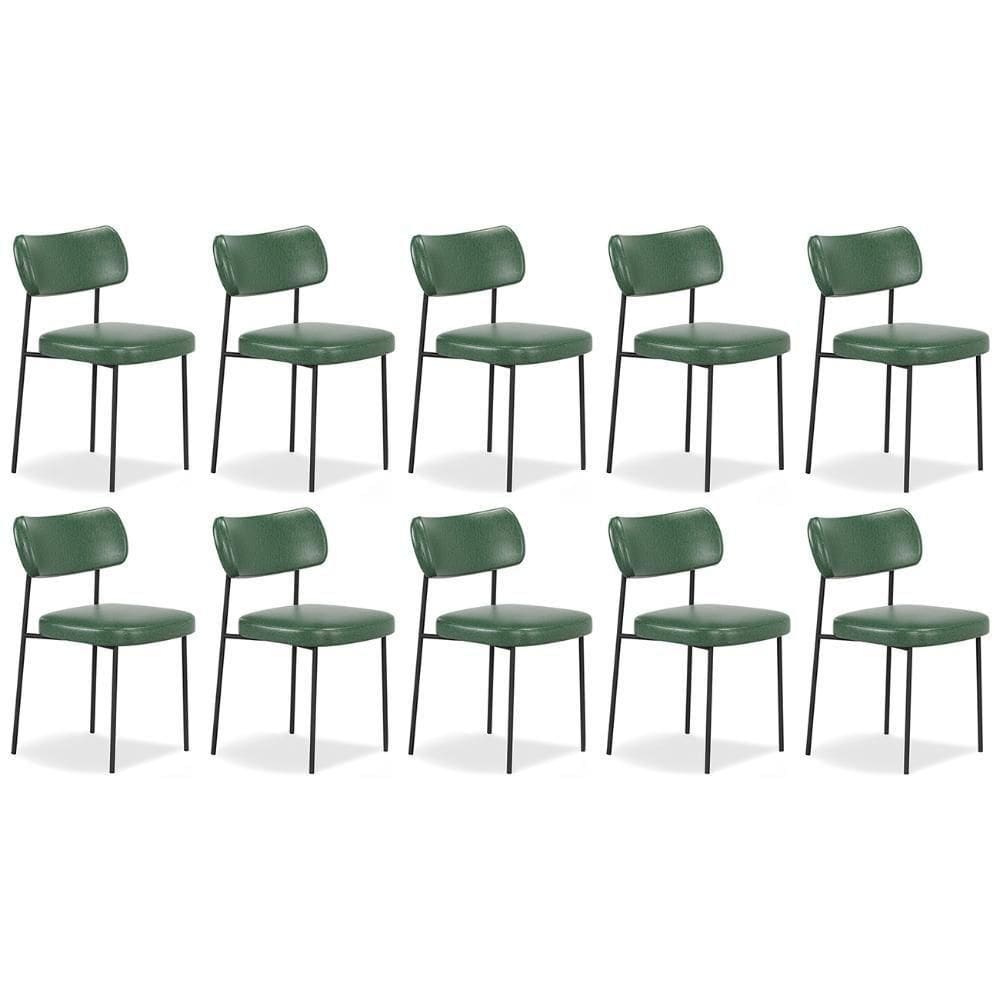 Cadeira De Jantar Estofada Kit 10 Milli A14 Sintético Verde Musgo - Mpozenato