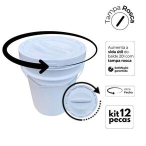 Pote Para Gato 20 Litros Tampa Rosca-Kit 12 Pçs