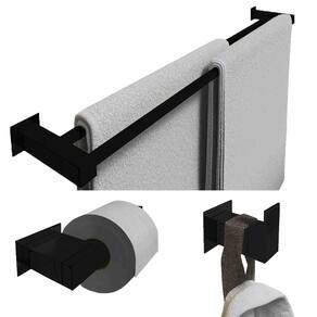 Kit Toalheiro Duplo 1Mt Inox 3 Pçs Polido Ou Preto Fosco