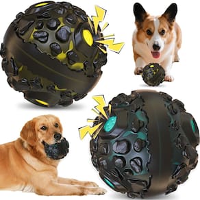 Brinquedo Dog Ball Wortade para mastigadores agressivos, 2 peças em amarelo e azul