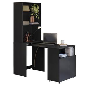 Estante Escrivaninha Com Mesa Bancada Retrátil Salt Preto Z06 - Mpozenato