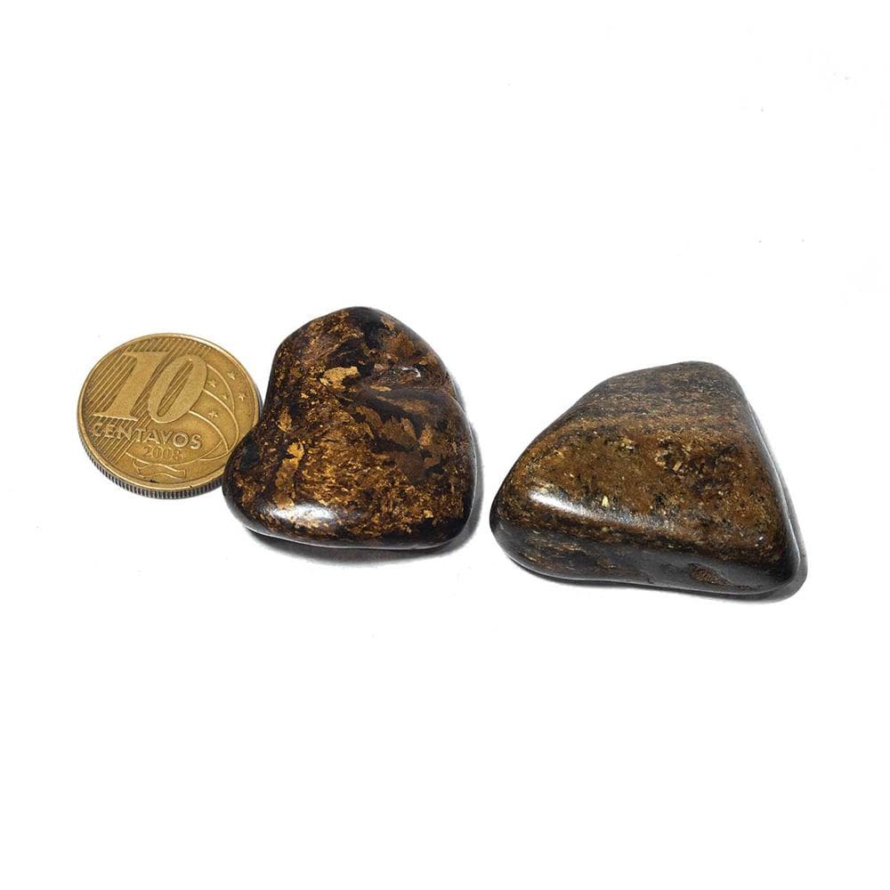 2 Bronzita Pedra da Coragem Natural Rolado 25mm 27g