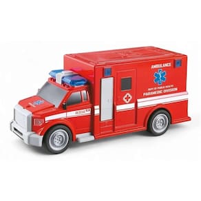 Carrinho De Fricção Ambulância Miniatura City Rescue Som Luz