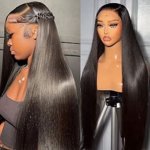 Perucas frontais de renda Amyes, cabelo humano liso de 28 polegadas, densidade 200
