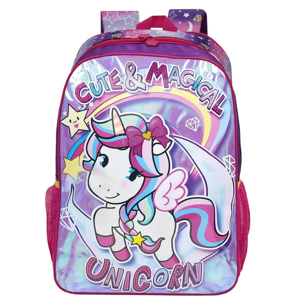 Mochila Escolar De Costas Unicórnio Crianças Meninas Passeio