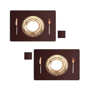 8 Jogos Americanos Mesa Jantar Impermeável + Porta Copos