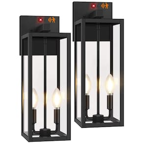 Luzes de parede externas BeSlowe Motion Sensor de 46 cm, pacote com 2 unidades pretas