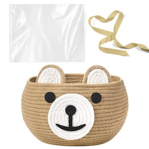 Cesta de bebê Zopeal Bear, corda de algodão tecida 26,7 x 21,6 cm, cáqui