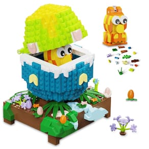 Conjunto de brinquedos de construção QOQ Easter Eggs & Chick para crianças de 8 a 12 anos