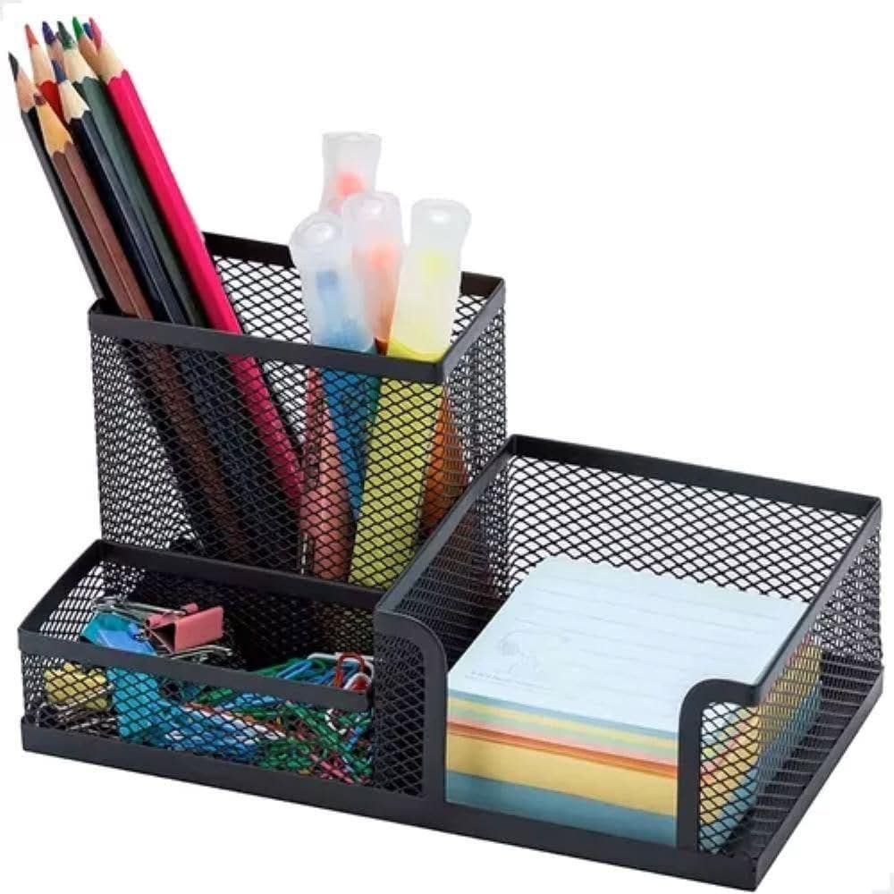Organizador Aramado De Mesa 3 Divisórias Porta Treco Caneta