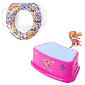 Kit Degrau Infantil Patrulha Canina Rosa + Redutor de Assento C/ Alça Patrulha Canina Colorido
