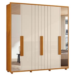 Guarda Roupa Casal Portinari Ripado 6 Portas com Espelho - Madetec