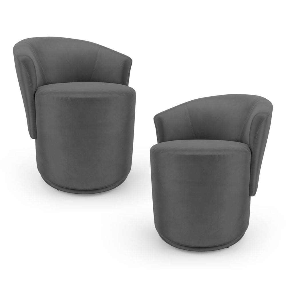 Kit 02 Poltronas Orgânicas Living Mavi Fixa Veludo Cinza Escuro - Desk Design