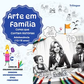 Arte em Familia:Livro trilingue de colorir e desenhar: Adolescência (1218 anos) Dinheiro, Empreendedorismo, Ética e Profissões
