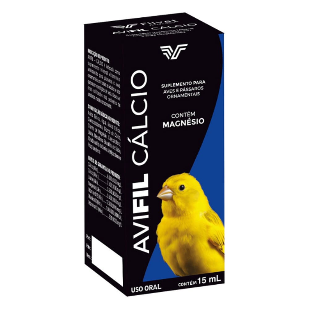 Avifil Cálcio 15ml | Para Bico Ovos Unhas | Cálcio Para Aves