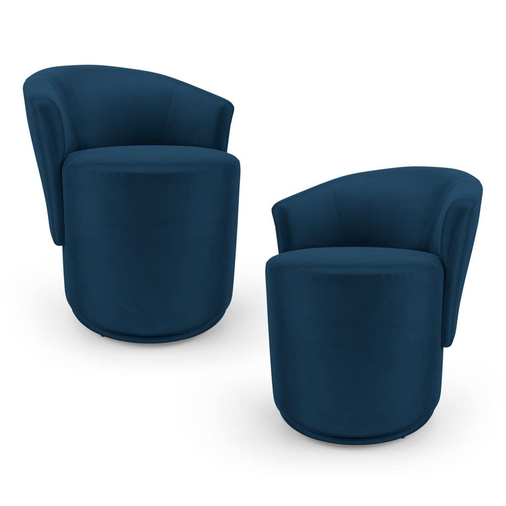 Kit 02 Poltronas Orgânicas Living Mavi Fixa Veludo Azul Marinho - Desk Design