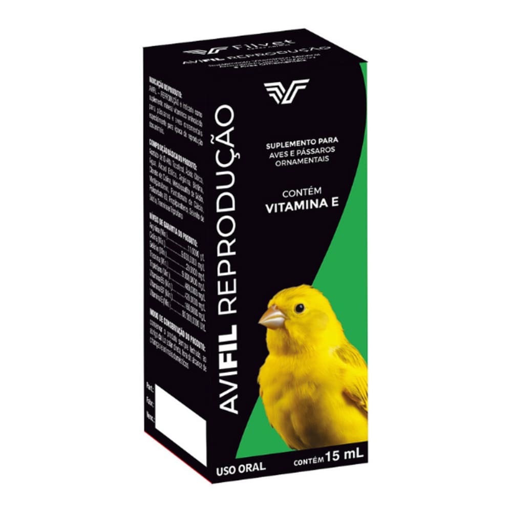 Avifil Reprodução + Vit E 15ml Aumentar Fertilidade De Aves
